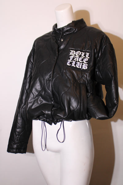 Faux Leather Bomber